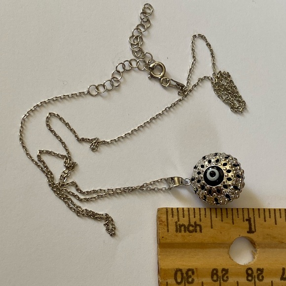 🧿925 Silver necklace glass blue evileye bead - Picture 3 of 4